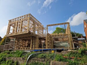 Timber Framed House being built